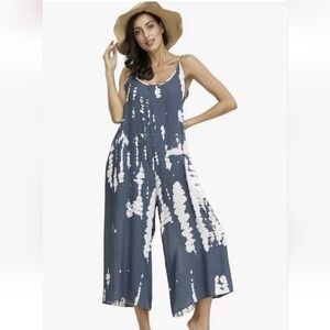 Buenos Ninos Blue And White Tie Dye Jumpsuit Size XL